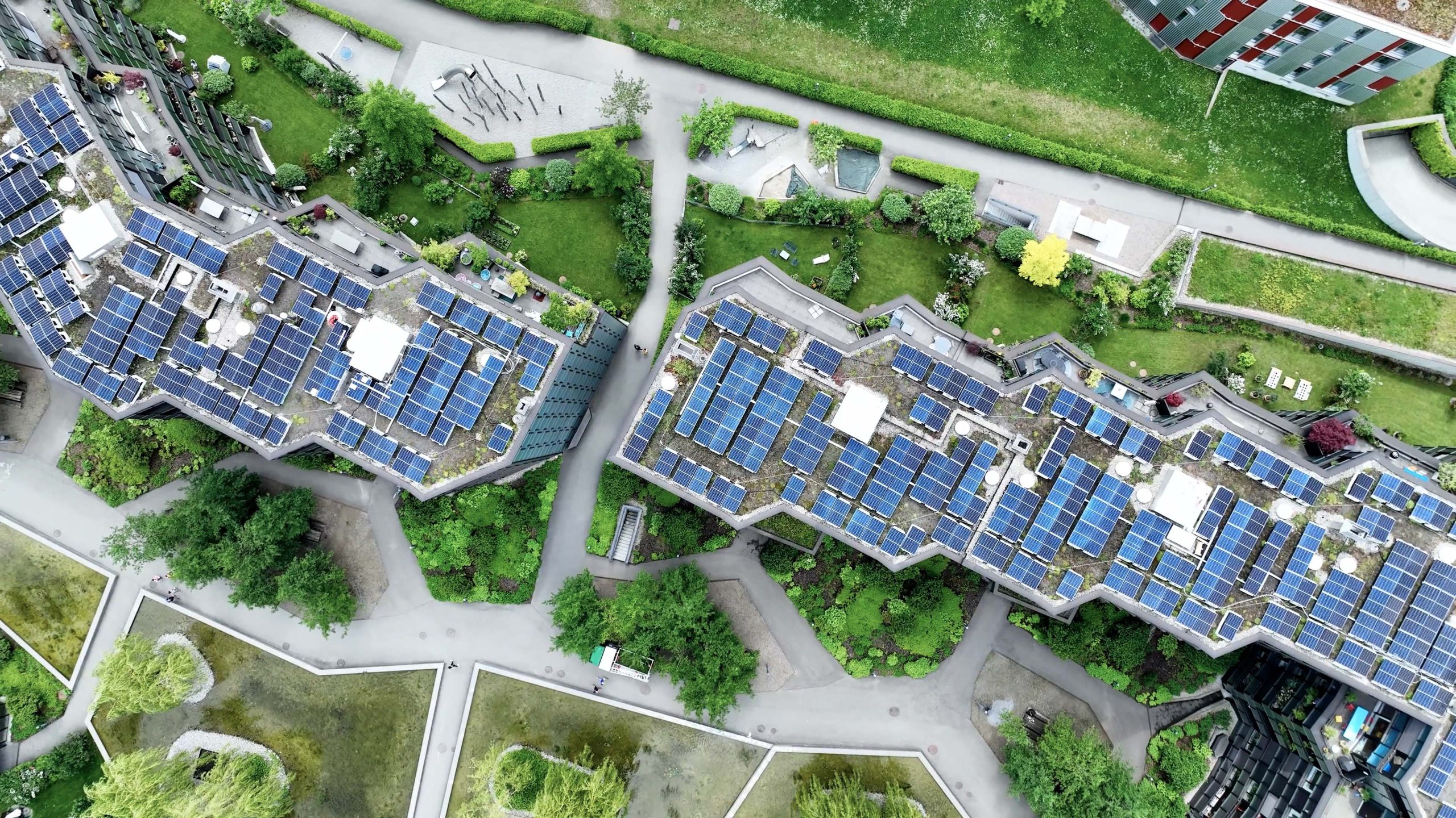 Solaranlagen auf der Überbauung Guggach in Zürich.